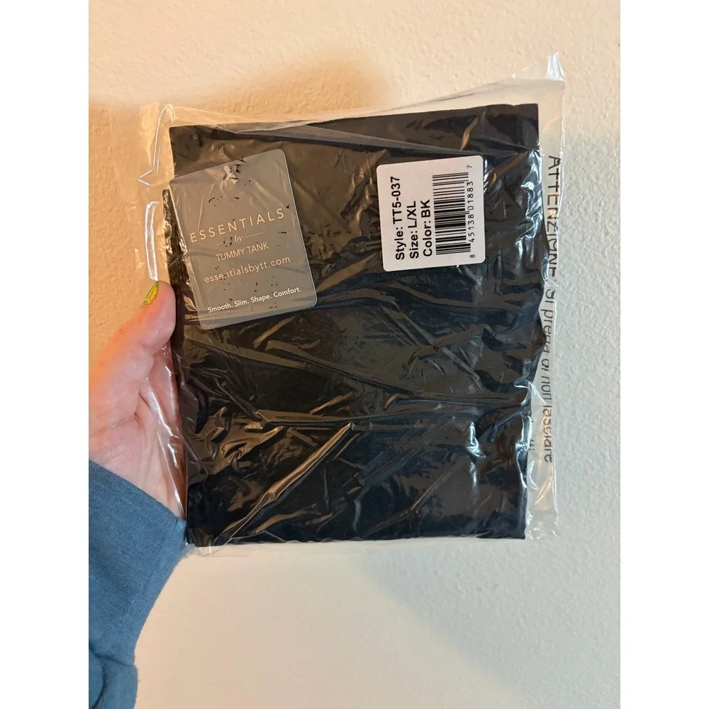 Essentials by Tummy Tank Nylon Seamless Thong Black High Waist Shapewear S/M - Picture 4 of 4